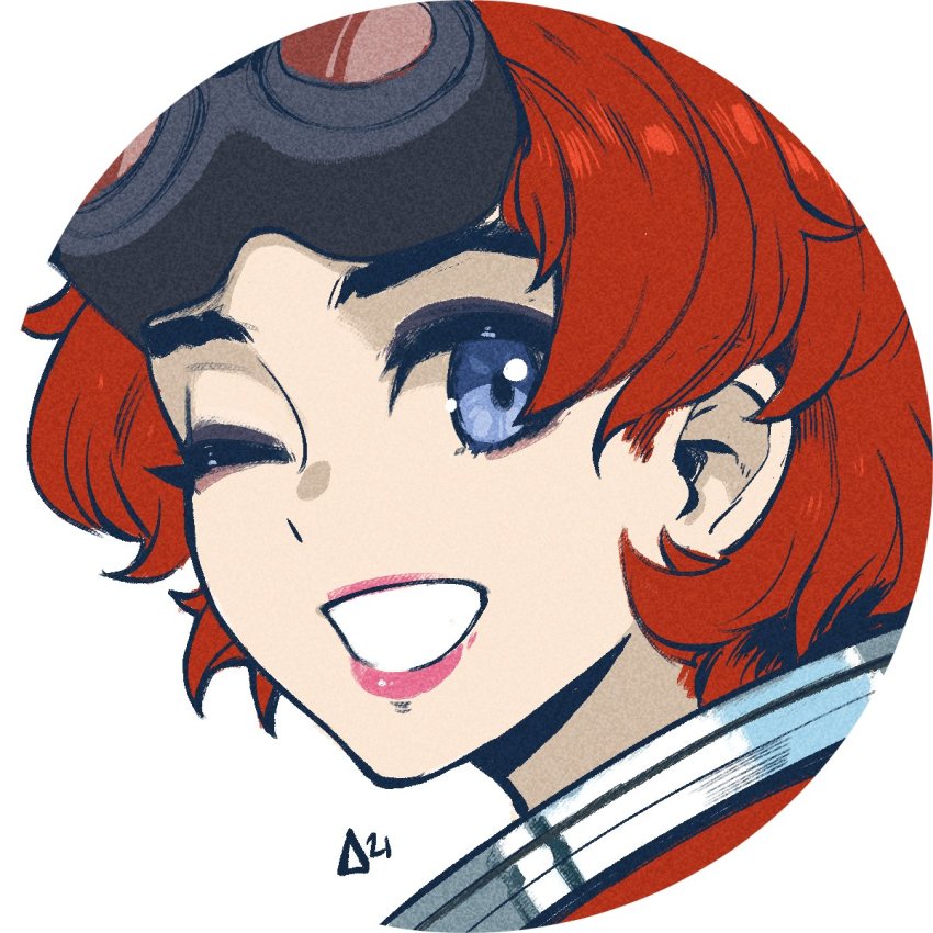 1girl, animification, apex_legends, aurahack, blue_eyes, goggles, goggles_on_head, highres