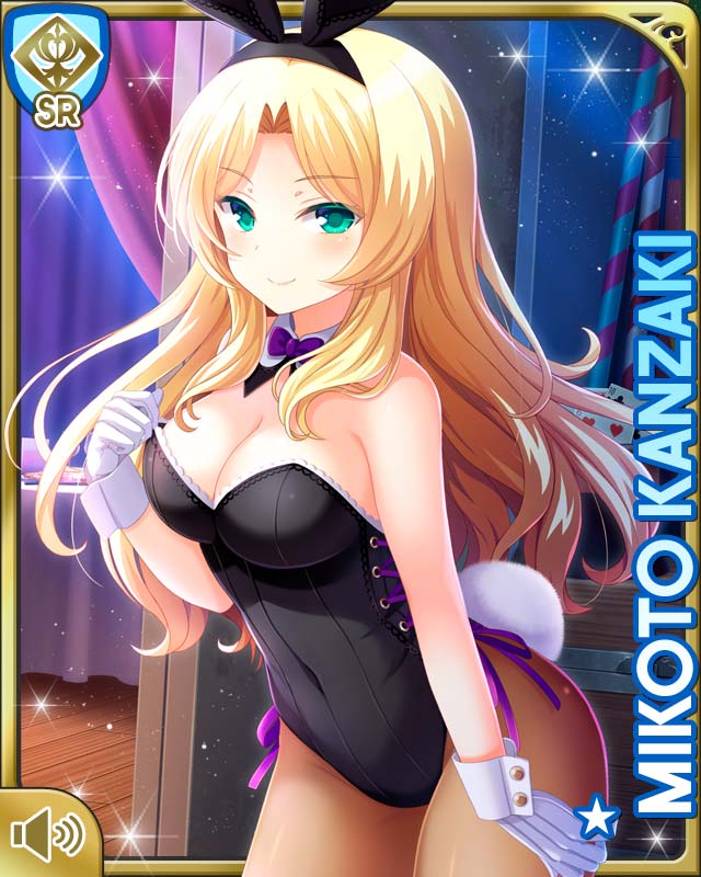 1girl, animal_ears, bare_shoulders, black_leotard, blonde_hair, bow, bowtie, breasts