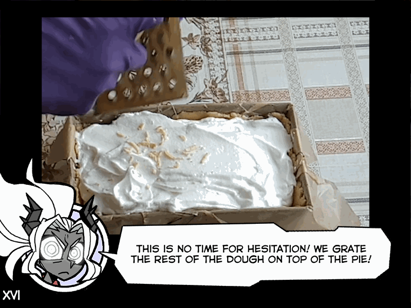 1girl, animated, animated_gif, black_border, black_horns, black_sclera, black_skin, border