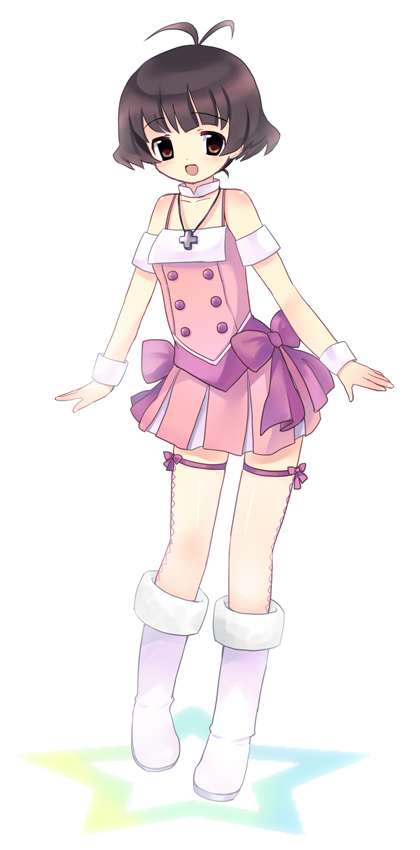 00s, 1boy, akizuki_ryo, antenna_hair, bad_id, bad_pixiv_id, bare_shoulders, blush