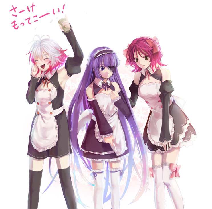 3girls, amane_(dream_c_club), amane_(dream_c_club)_(cosplay), cheria_barnes, cosplay, dream_c_club, dream_c_club_(series), long_hair