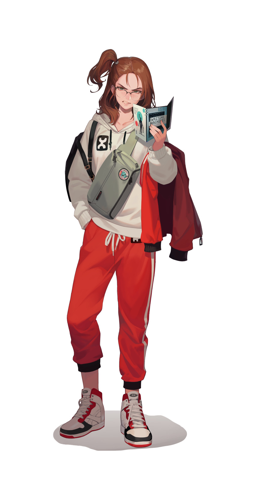 1girl, absurdres, artist_request, bag, barbara_erlenwein, black_survival, brown_hair, collarbone