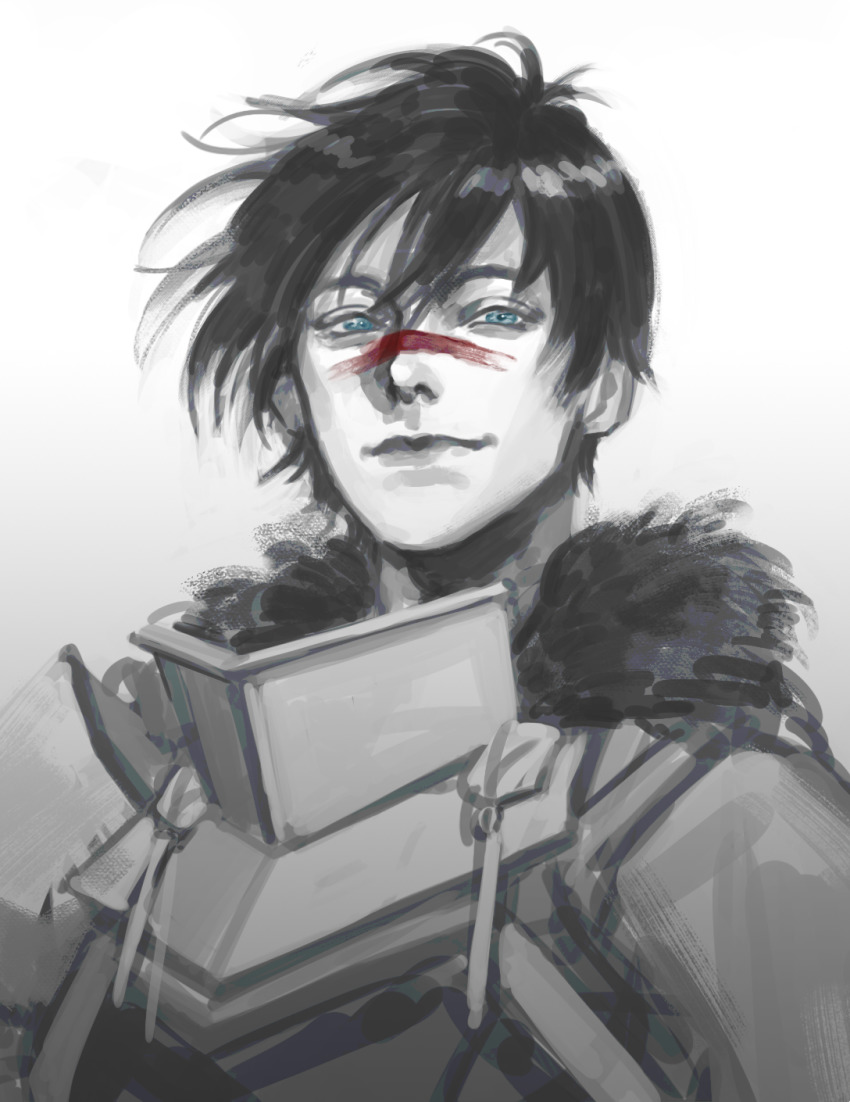 1girl, animification, armor, black_hair, blue_eyes, breastplate, cheetahman_(1ddghfr78cswc), dragon_age