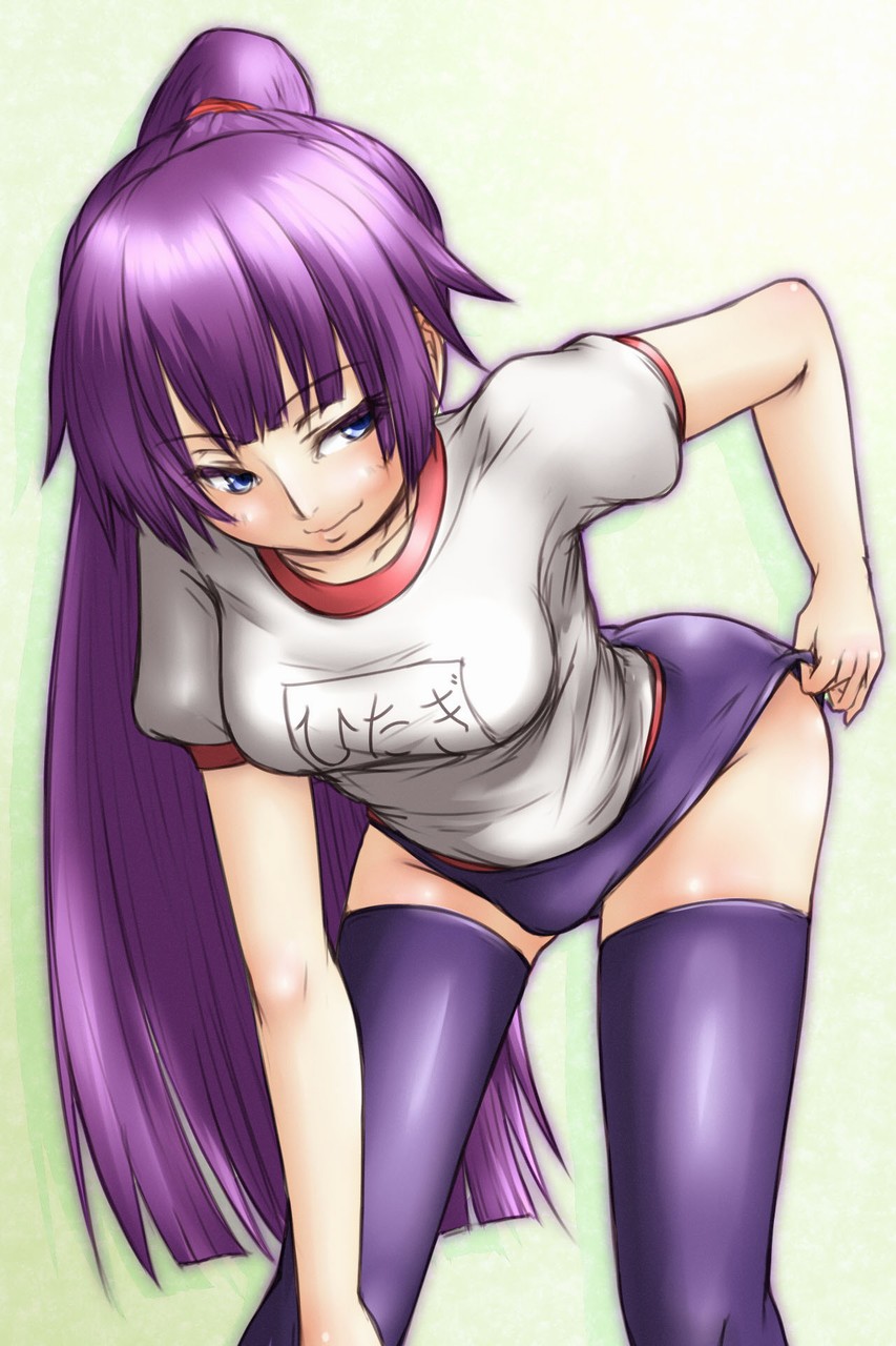 00s, adjusting_buruma, adjusting_clothes, bad_id, bad_pixiv_id, bakemonogatari, blue_eyes, buruma