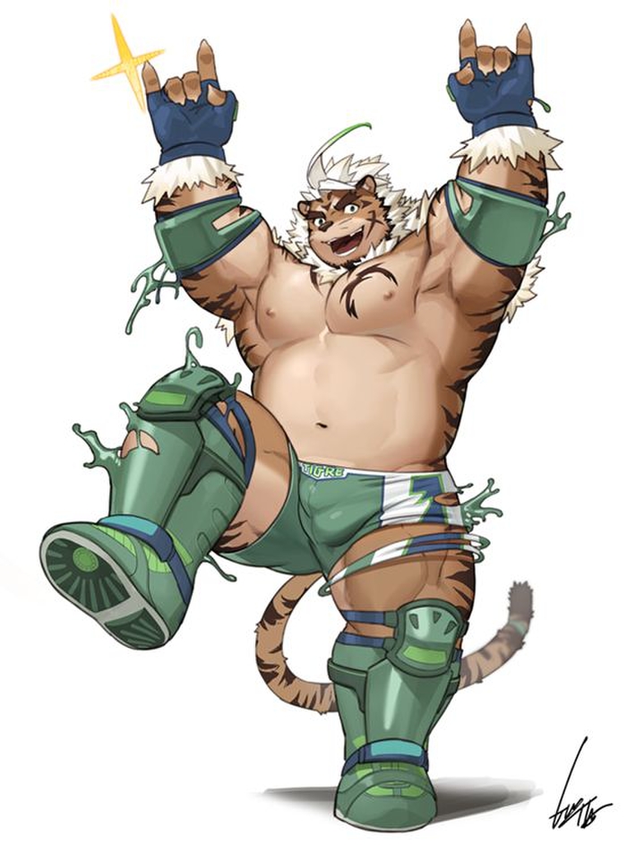 1boy, abs, armpits, bandaid, bandaid_on_cheek, bandaid_on_face, bara, bare_pectorals