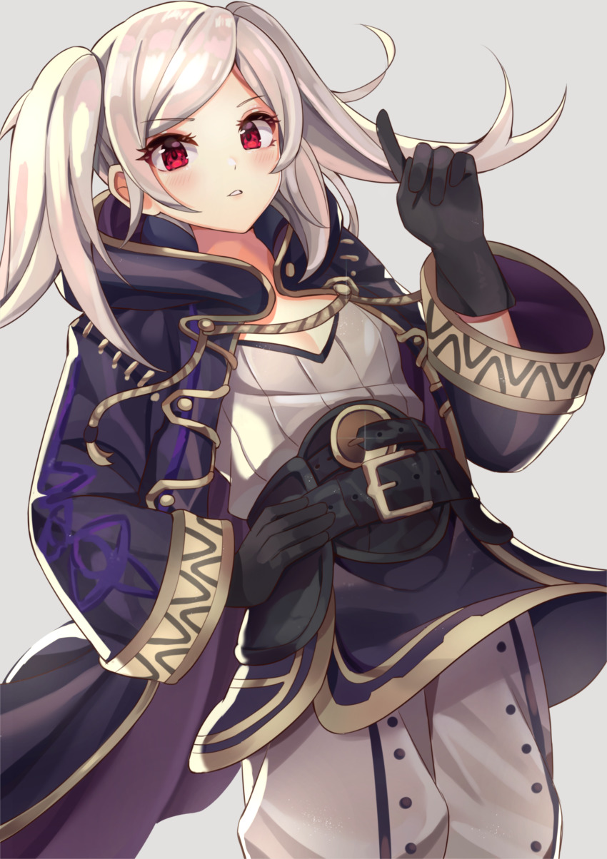 1girl, absurdres, belt, breasts, cappu, cleavage, cowboy_shot, female_robin_(fire_emblem)
