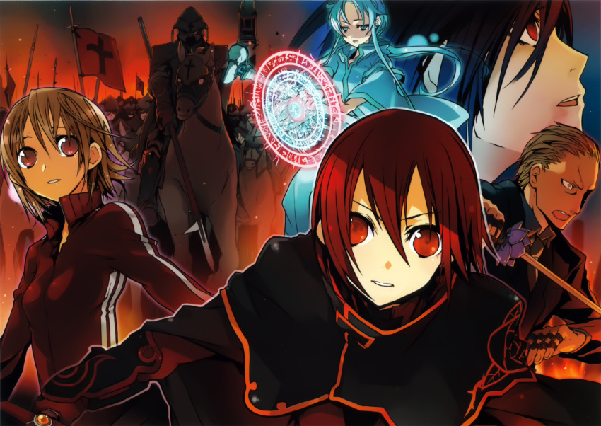 2girls, 6+boys, absurdres, azian, bara_no_maria, bunbun, carlo_bossi, fantasy