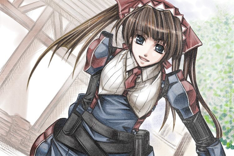 00s, alicia_melchiott, blue_eyes, brown_hair, long_hair, military, military_uniform, senjou_no_valkyria