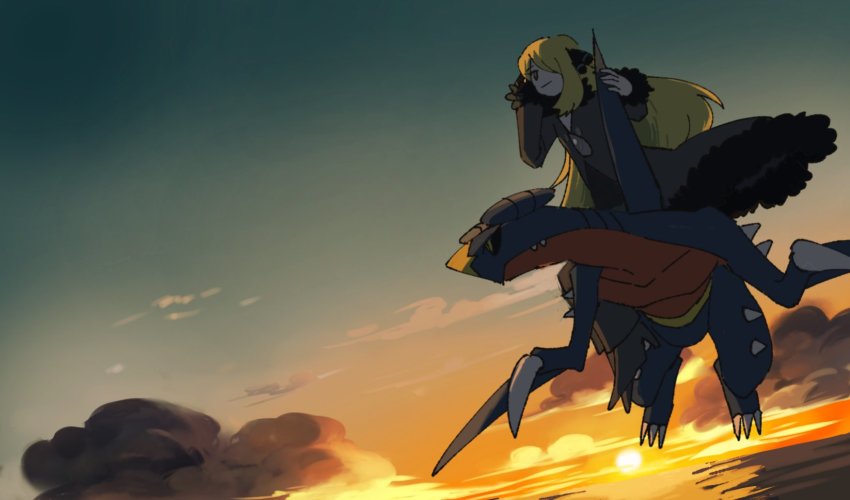 1girl, black_coat, black_eyes, black_shirt, blonde_hair, closed_mouth, cloud, coat