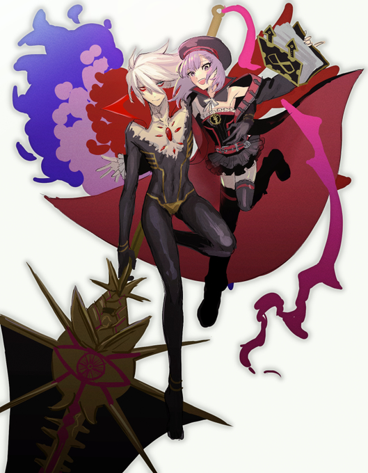 1boy, 1girl, blue_eyes, book, boots, cape, fate/grand_order, fate_(series)