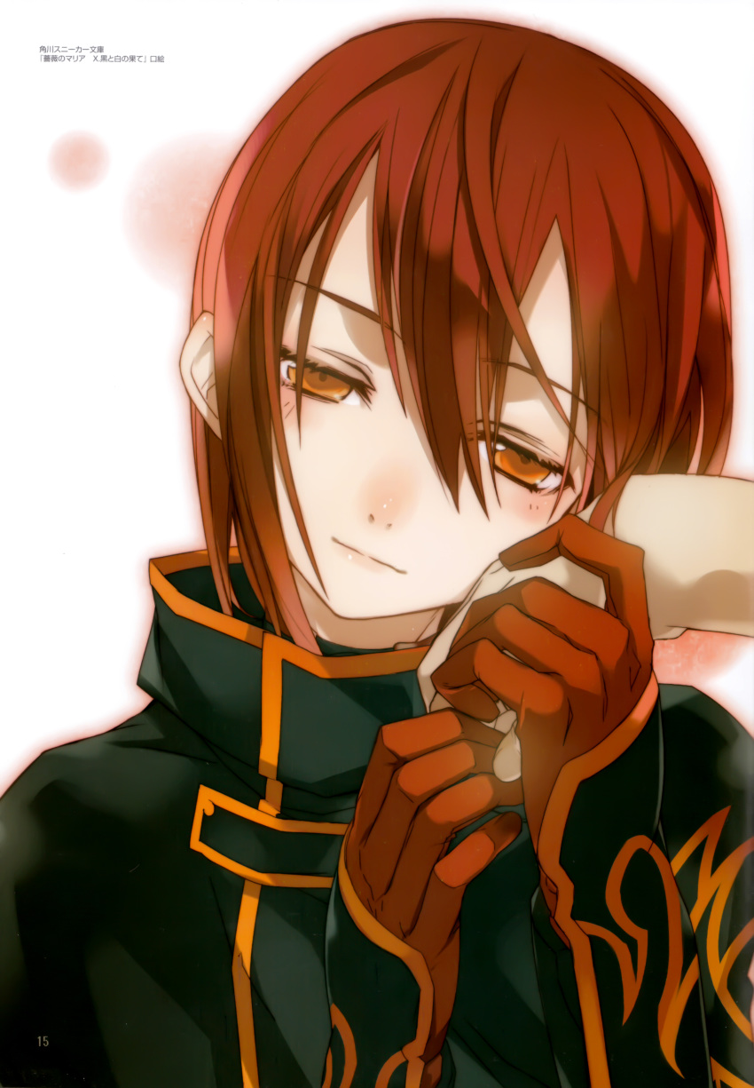 1boy, absurdres, bara_no_maria, bunbun, highres, maria_rose, red_hair, short_hair