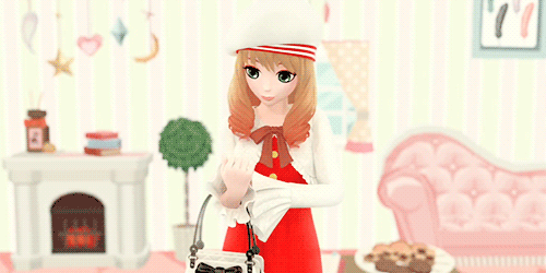1girl, animated, animated_gif, aura, bag, beret, bow, buttons