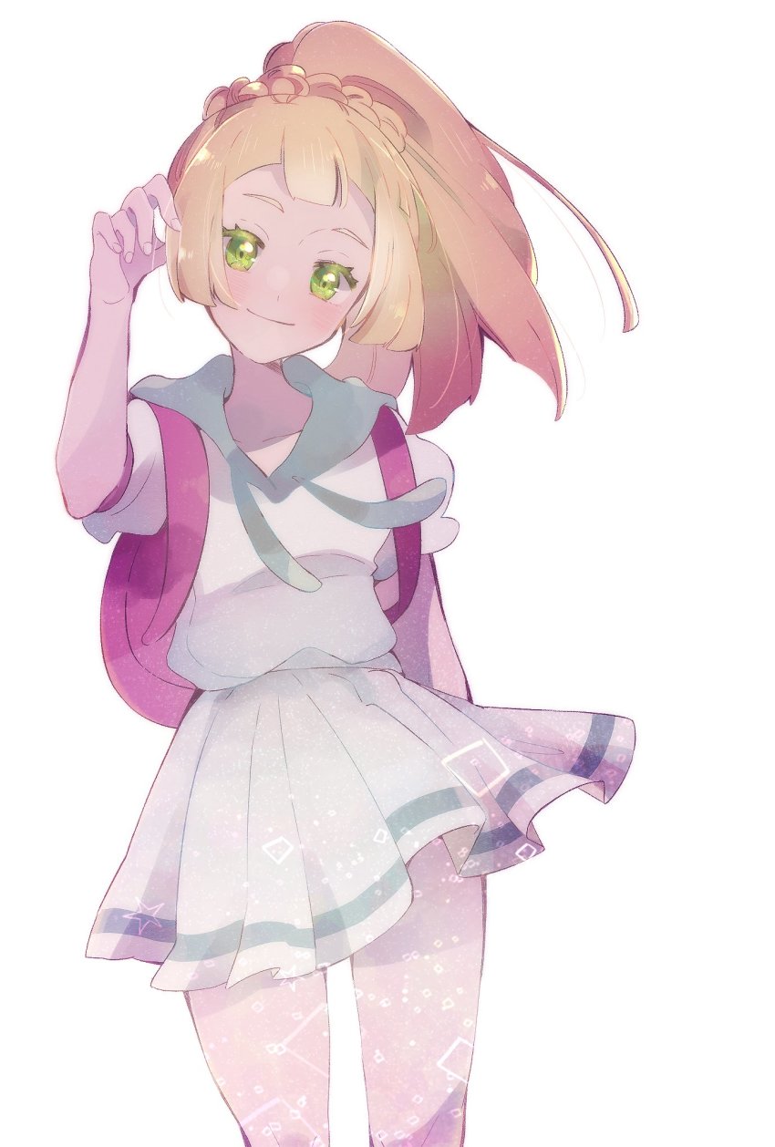 1girl, backpack, bag, blonde_hair, blush, braid, closed_mouth, commentary