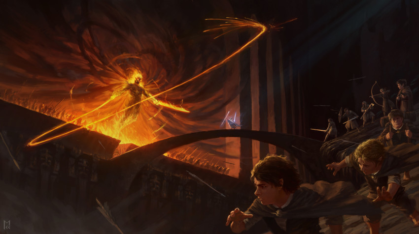 absurdres, aiming, aragorn, army, arrow_(projectile), axe, backpack, bag