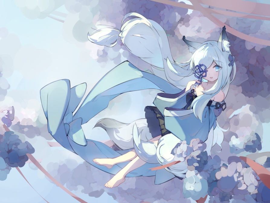 1girl, animal_ears, azur_lane, bad_id, bad_pixiv_id, blue_eyes, dress, fox_ears