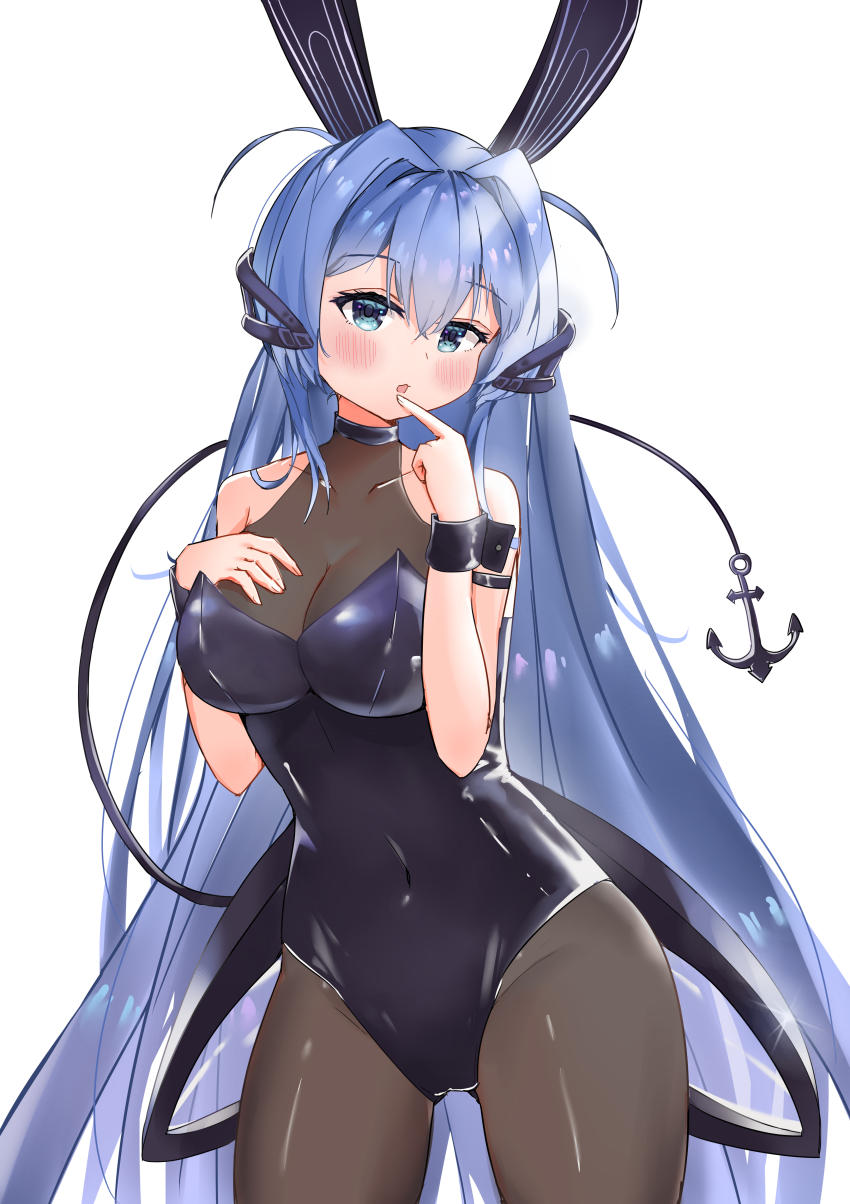 1girl, absurdres, anchor, animal_ears, azur_lane, bare_shoulders, black_leotard, blue_eyes