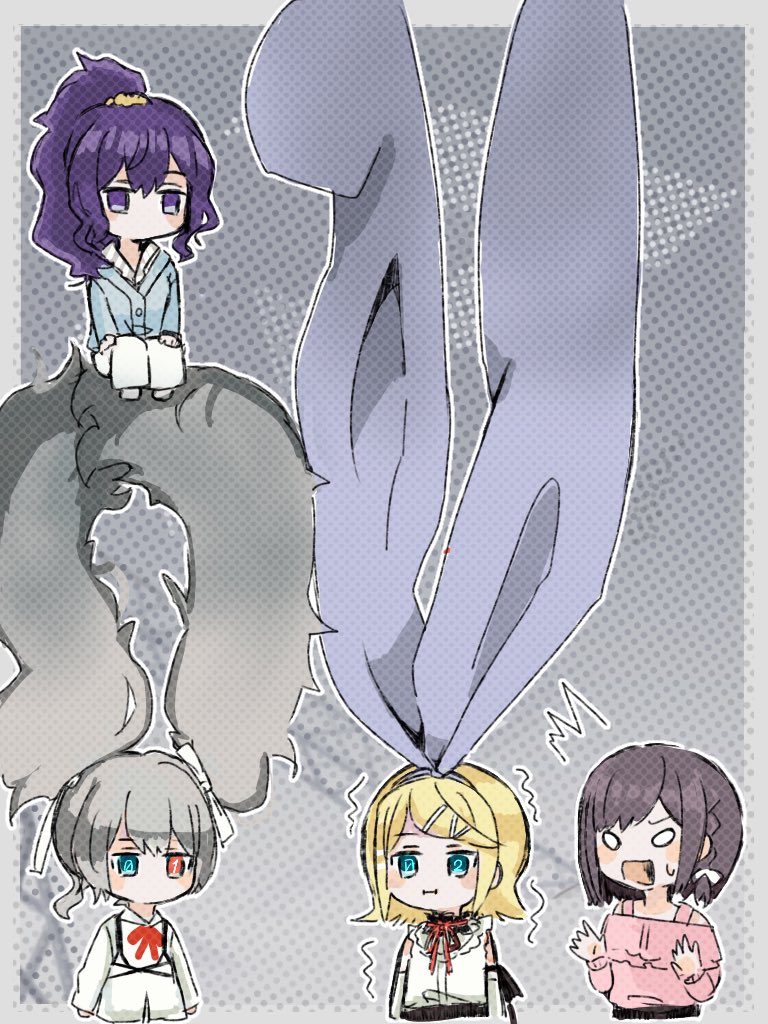 25-ji_miku, 25-ji_rin, :i, ^^^, absurdly_long_hair, aqua_eyes, asahina_mafuyu, blank_eyes