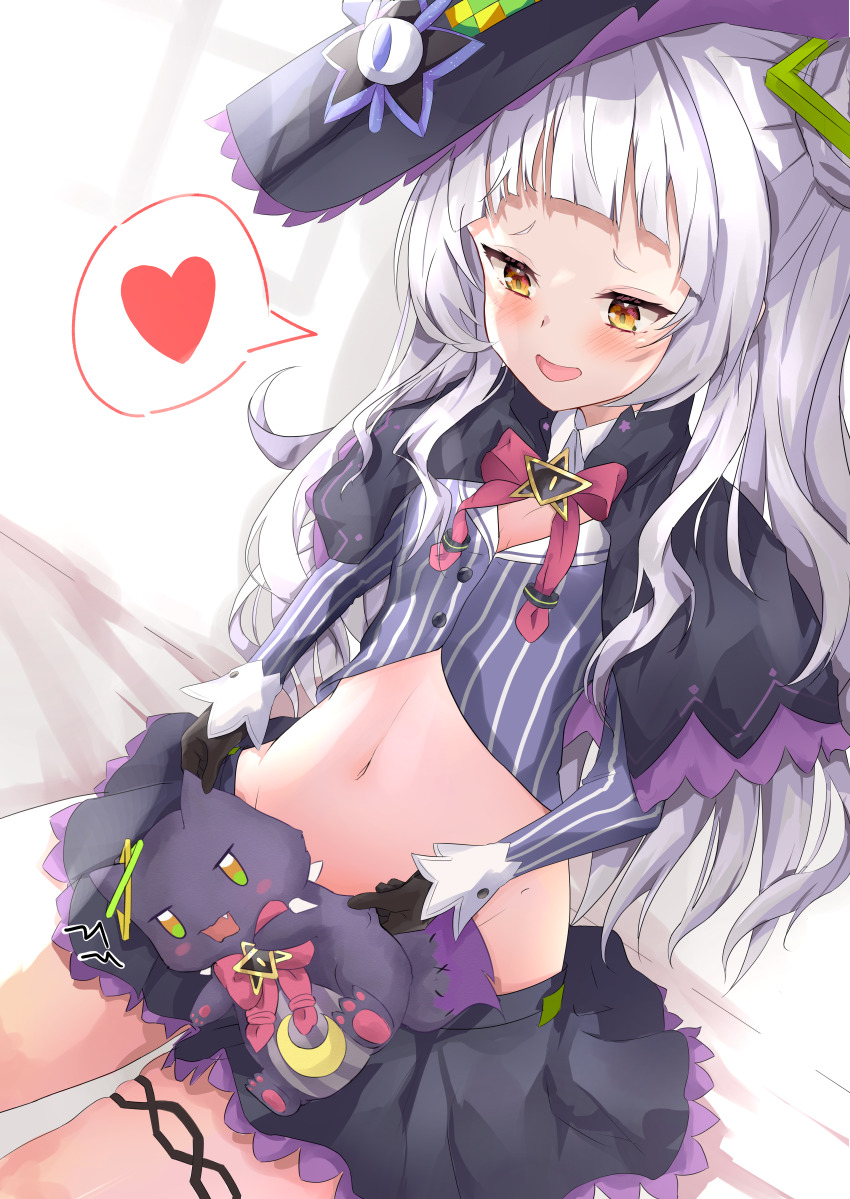 1girl, absurdres, azuremo, blunt_bangs, blush, bow, breasts, cat