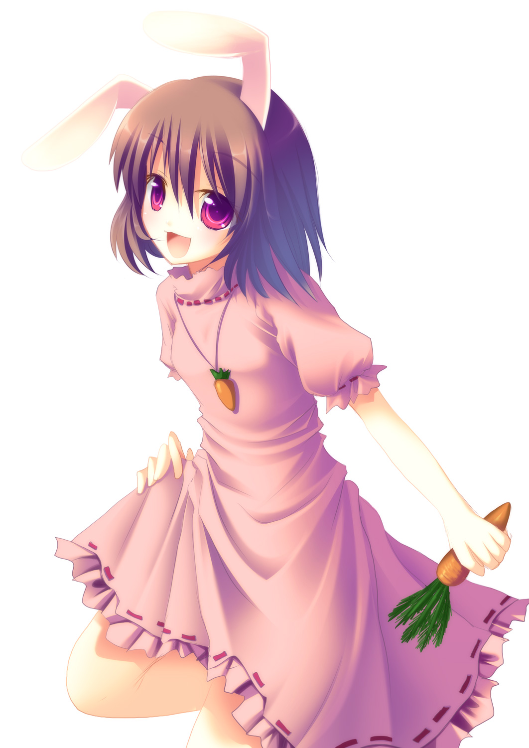 1girl, animal_ears, black_hair, rabbit_ears, carrot, female_focus, highres, inaba_tewi