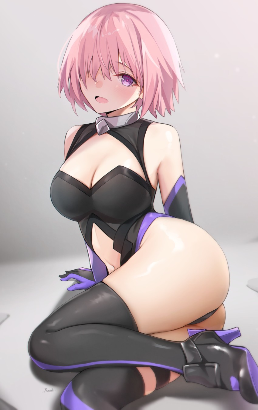 1girl, absurdres, ass, bare_shoulders, bee_doushi, black_boots, black_leotard, blush