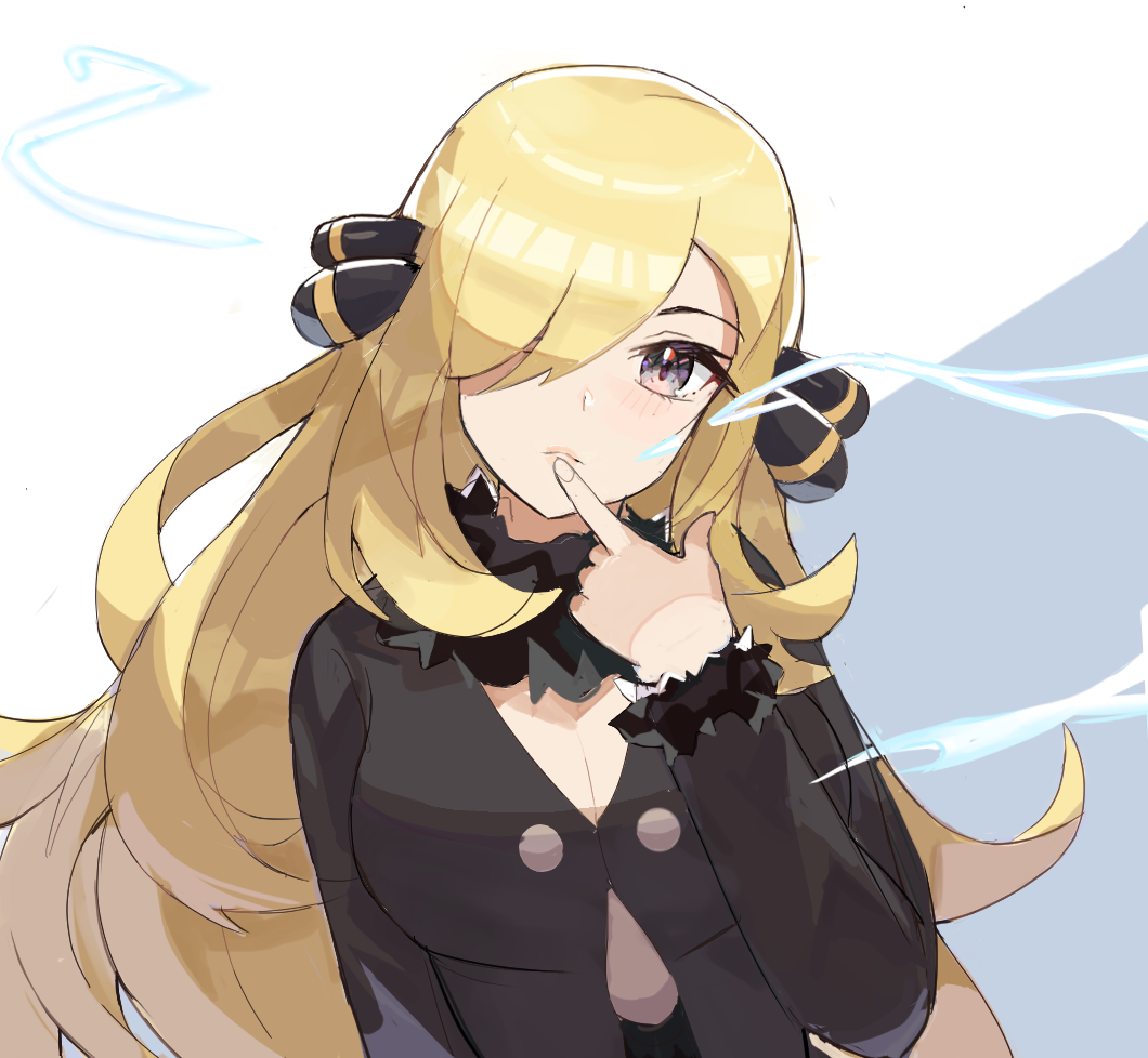 1girl, blonde_hair, blush, breasts, cleavage, closed_mouth, coat, commentary