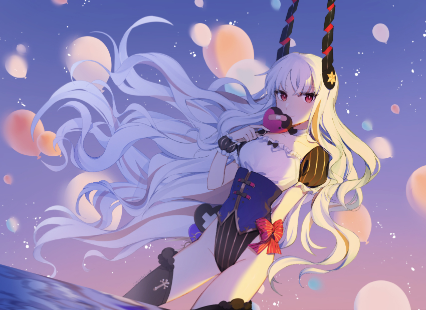 1girl, black_thighhighs, bow, breasts, caren_hortensia, caren_hortensia_(amor_caren)_(third_ascension), citrusarjun, corset