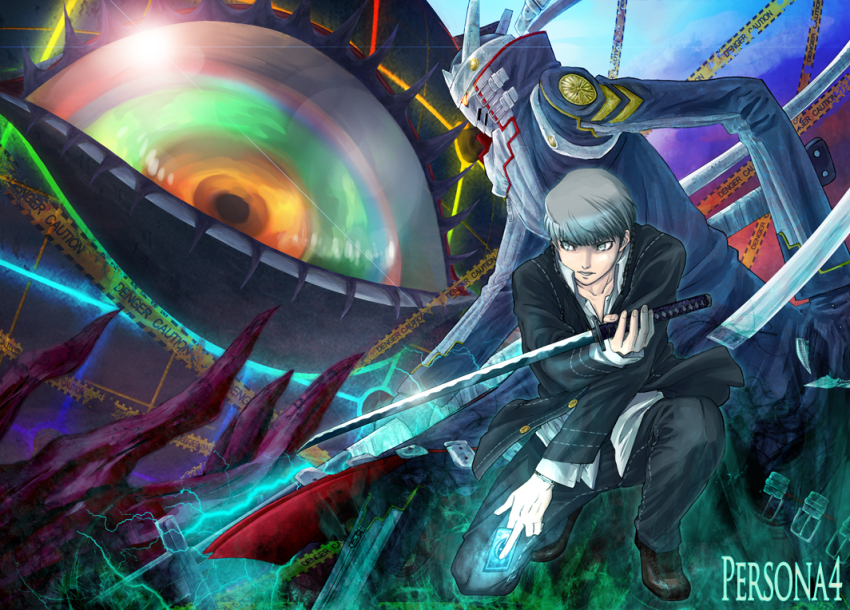 1boy, ameno_sagiri_(persona), atlus, bad_id, bad_pixiv_id, card, card_with_aura, english_text