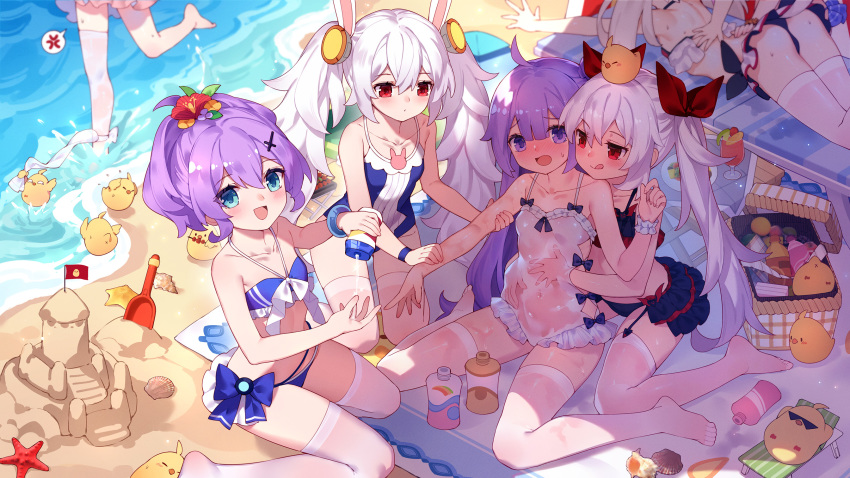 6+girls, :d, :q, anger_vein, animal, animal_ears, animal_on_head, azur_lane