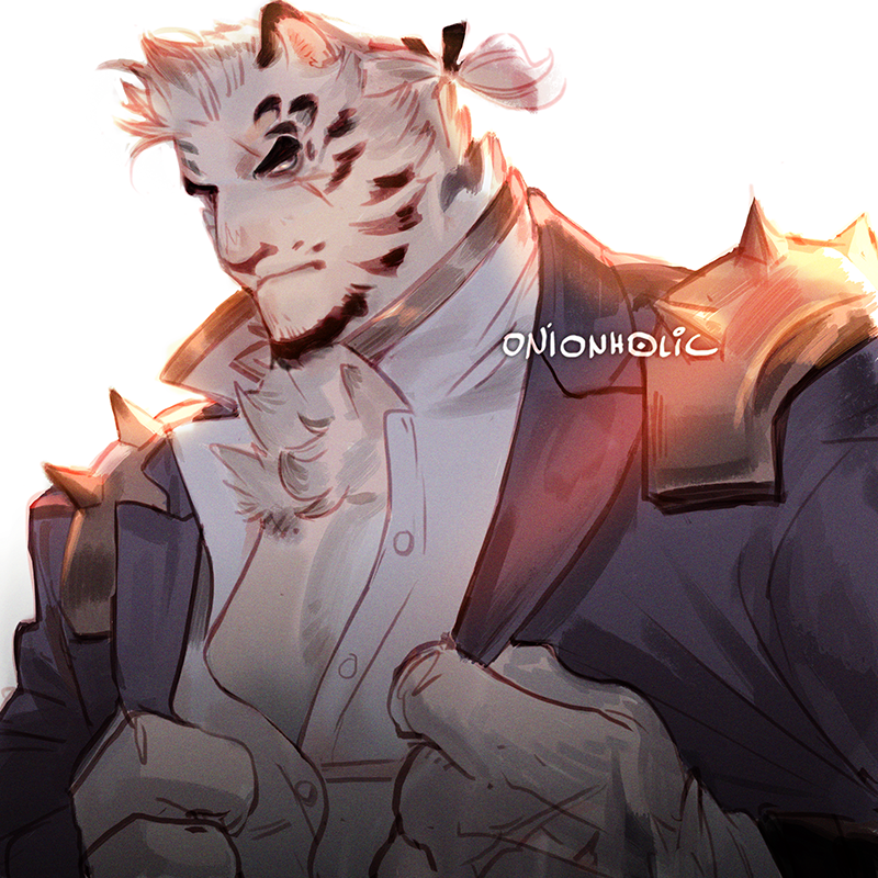 1boy, alternate_facial_hair, animal_ears, arknights, black_jacket, facial_hair, frown, furry