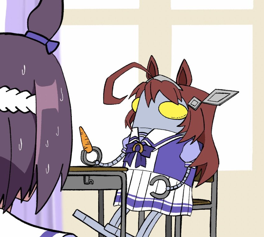 1boy, 1girl, ahoge, animal_ears, black_hair, blouse, bow, bowtie