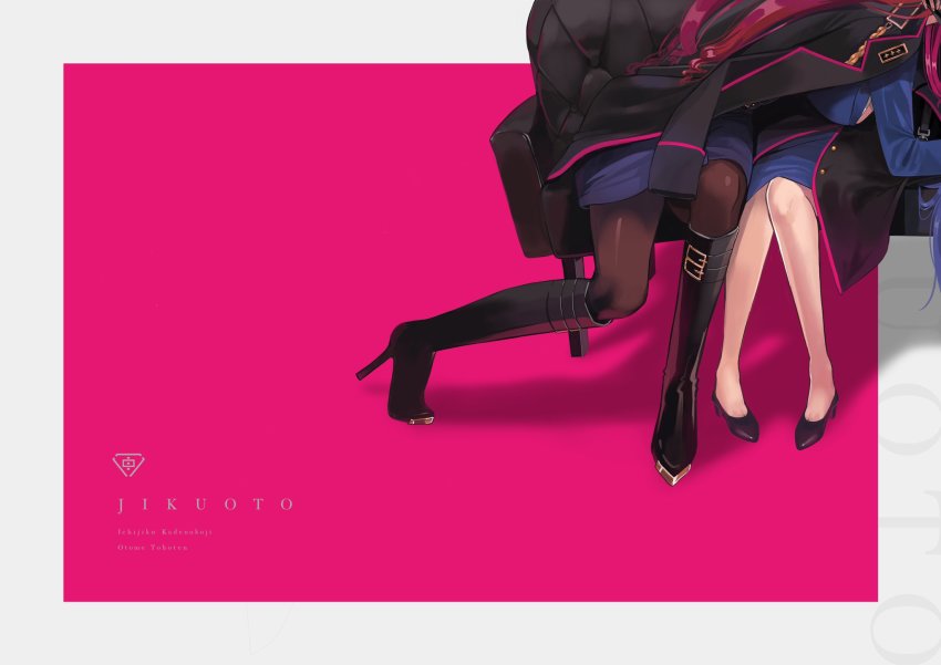 2girls, blue_hair, character_request, chuuouku, cloak, highres, hypnosis_mic, kadenokoji_ichijiku