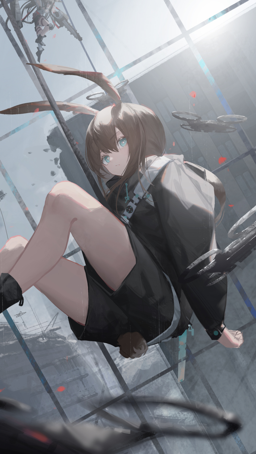 2girls, absurdres, alternate_costume, amiya_(arknights), anhao1224, animal_ears, arknights, black_footwear