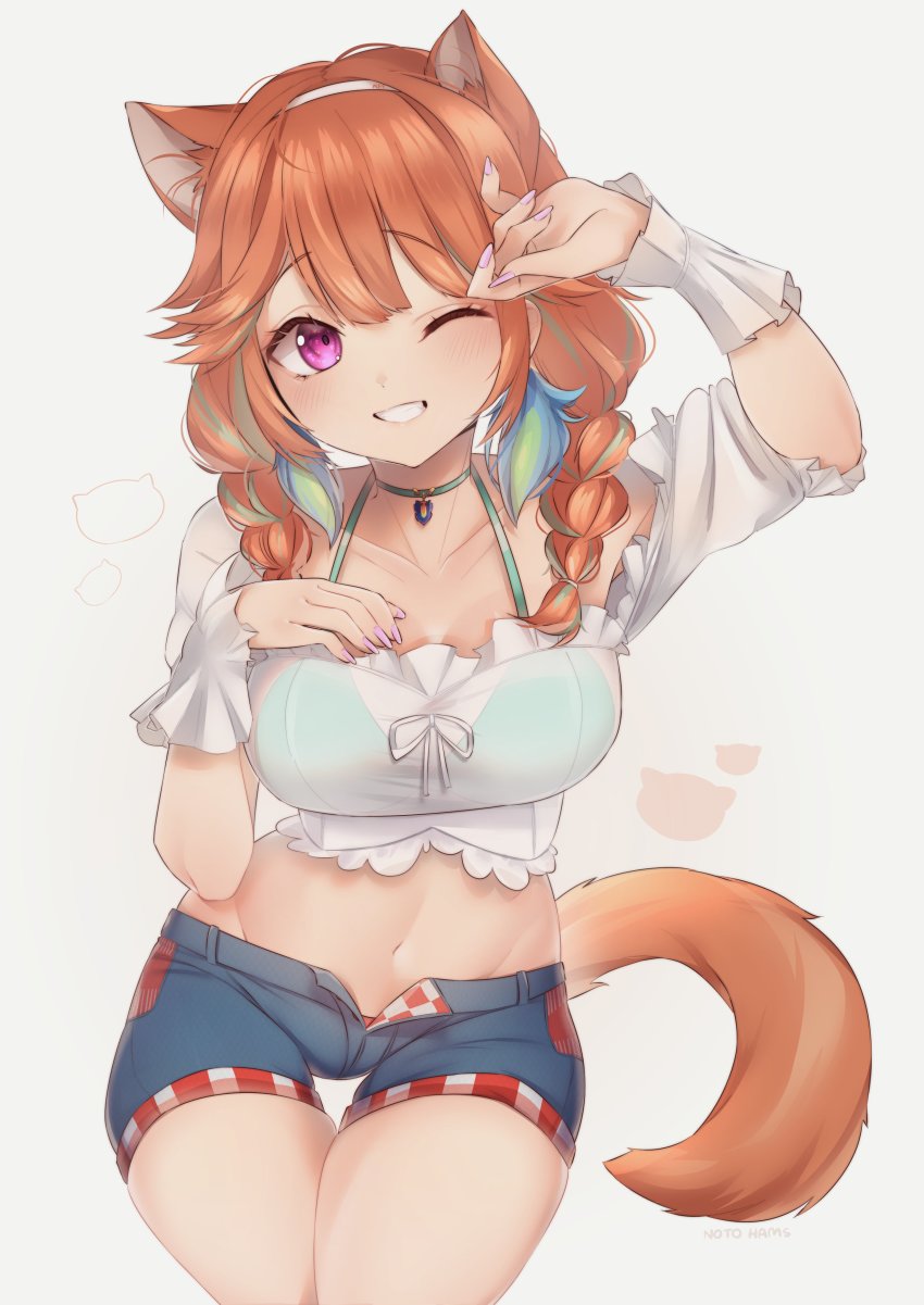 1girl, absurdres, animal_ears, armpit_peek, bare_legs, blush, braid, cat_ears