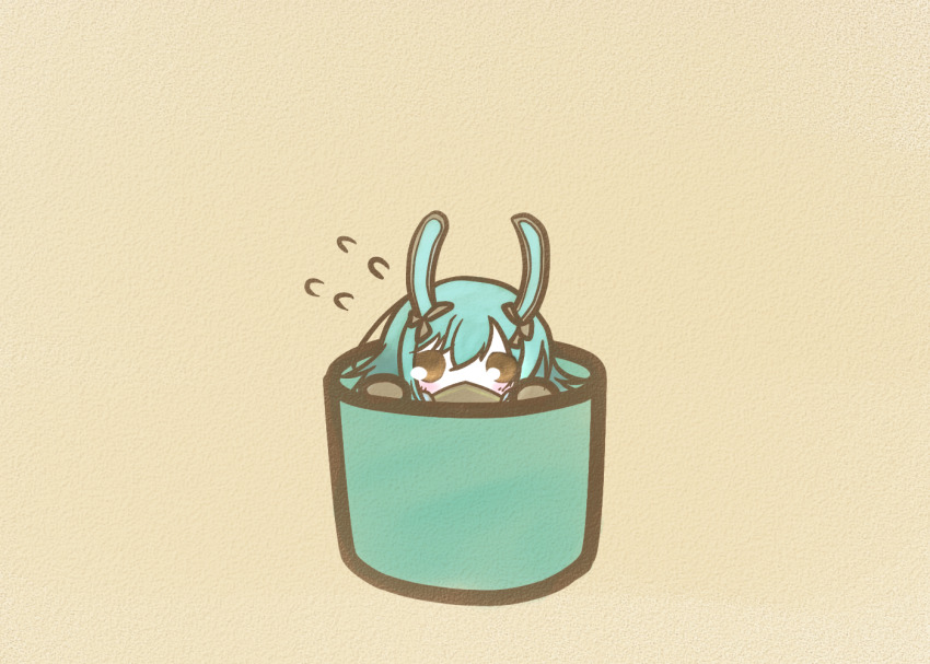 1girl, animal_ears, azur_lane, blue_hair, boise_(azur_lane), rabbit_ears, chibi, container