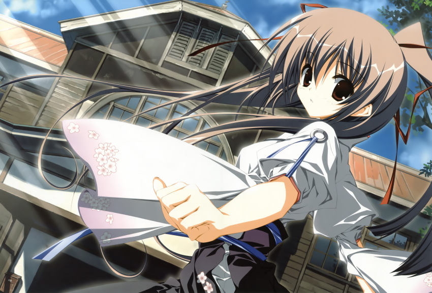 1girl, absurdres, black_hair, brown_eyes, female_focus, hair_ribbon, highres, inagaki_setsuna