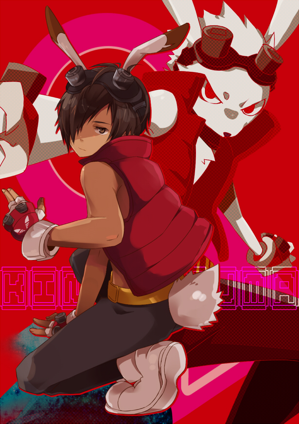 00s, 1boy, animal_ears, bad_id, bad_pixiv_id, fingerless_gloves, furry, furry_male