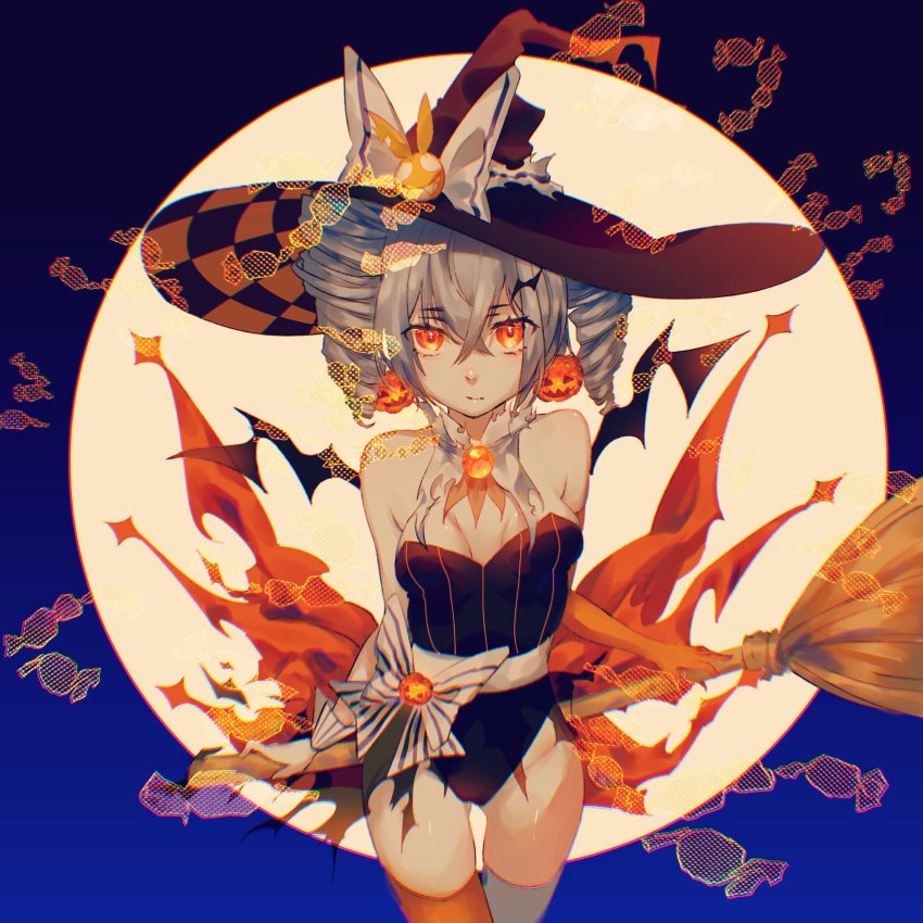 1girl, alternate_costume, alternate_eye_color, bad_anatomy, bronya_zaychik, bronya_zaychik_(nightfall_witch), bronya_zaychik_(snowy_sniper), broom