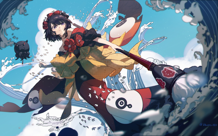 1girl, absurdres, bare_shoulders, breasts, calligraphy_brush, closed_mouth, collarbone, fate/grand_order