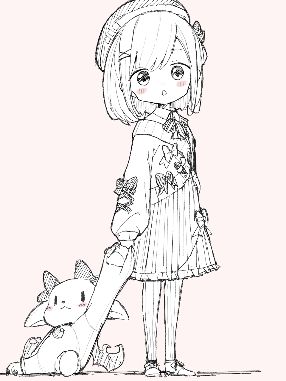 1girl, aged_down, beret, blush, bow, character_doll, debidebi_debiru, doll