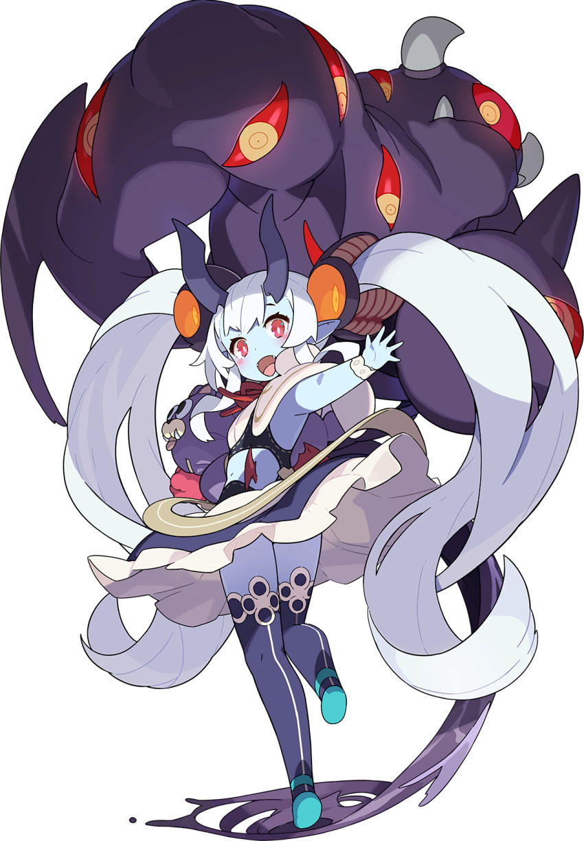 1girl, absurdly_long_hair, aqua_shoes, arm_up, armpits, artist_request, arum_(world_flipper), blue_dress