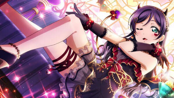 1girl, ;), alternate_hairstyle, anklet, aqua_eyes, artist_name, artist_request, asymmetrical_horns