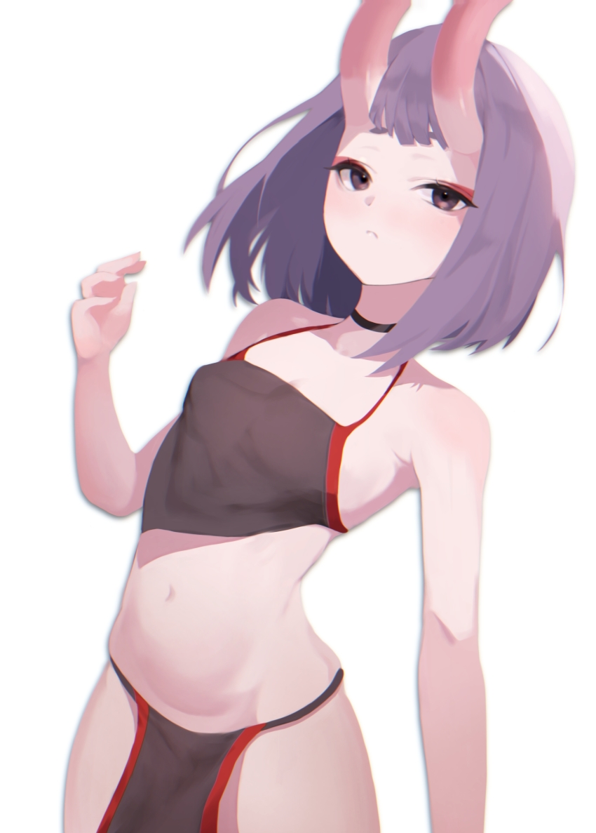 1girl, absurdres, black_fundoshi, blush, bob_cut, breasts, chinese_clothes, choker