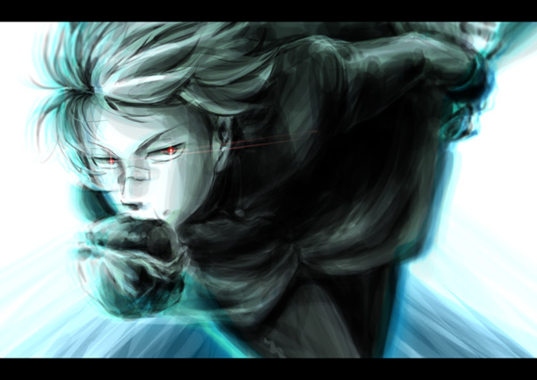 00s, 1boy, bad_id, bad_pixiv_id, burger, darker_than_black, food, goran_(darker_than_black)