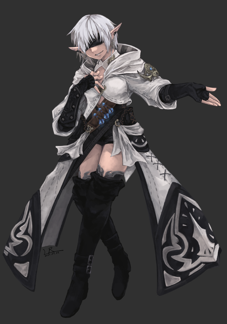 1girl, black_boots, black_bra, black_gloves, black_skirt, blindfold, boots, bra