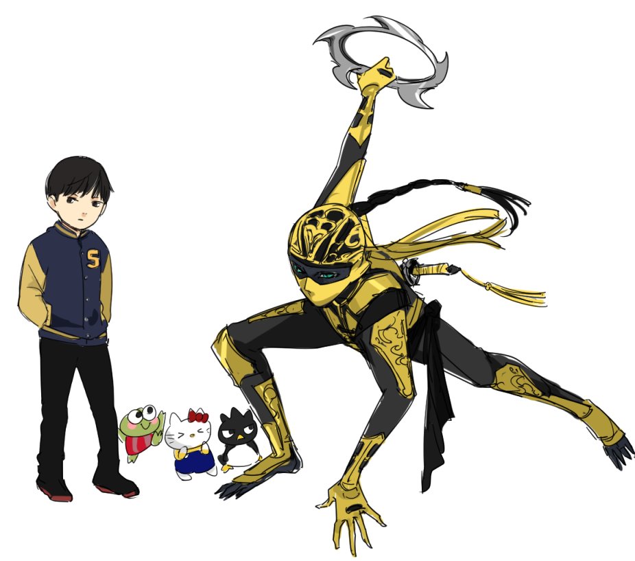 batz-maru, bird, cat, frog, hello_kitty, hello_kitty_(character), karatsu_akihide, keroppi, ninja, penguin, ready_player_one, sanrio, sho_(ready_player_one), tagme