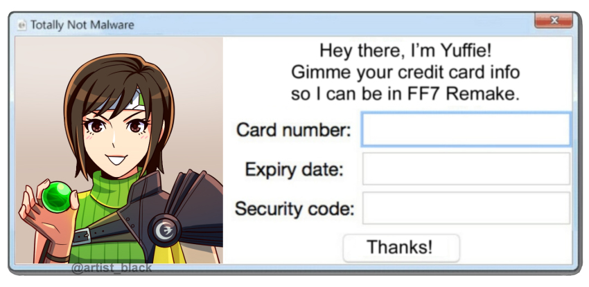 1girl, artist_black, asymmetrical_clothes, brown_eyes, english_text, final_fantasy, final_fantasy_vii, final_fantasy_vii_remake