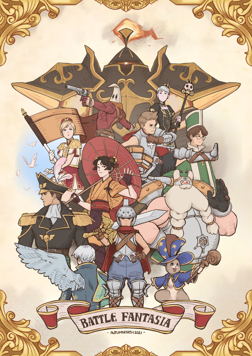 arc_system_works, ashley_loveless, autumn-north, battle_fantasia, cedric_ward, coyori, deathbringer_(battle_fantasia), dokurod