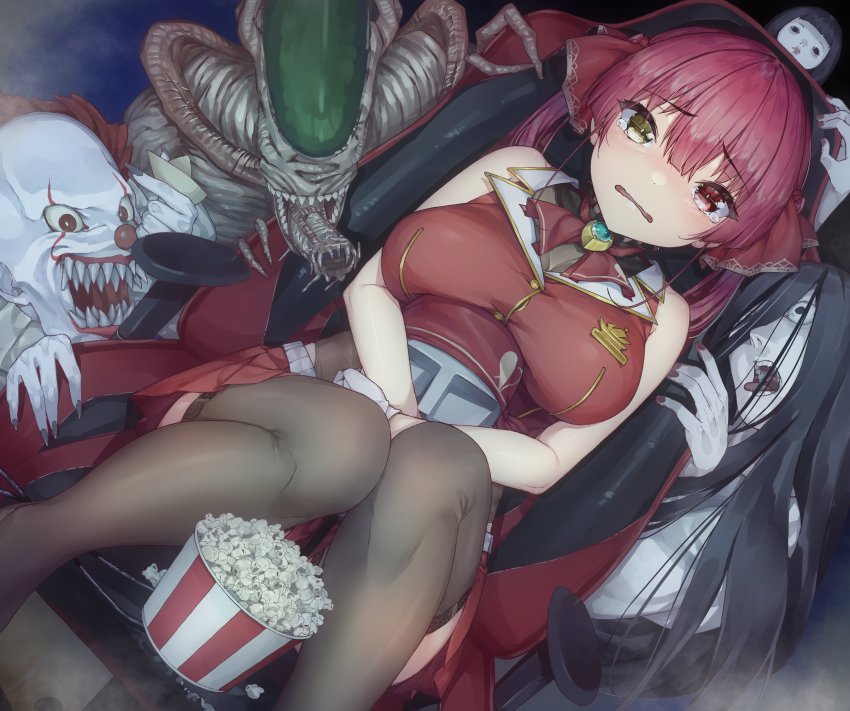 1girl, absurdres, alien_(1979), alien_(series), ascot, black_leotard, black_thighhighs, breasts