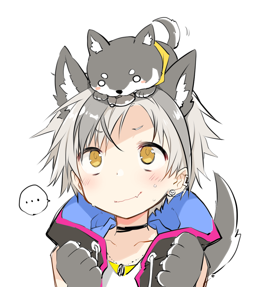 ..., 1boy, animal, animal_ear_fluff, animal_ears, animal_hands, animal_on_head, bare_shoulders