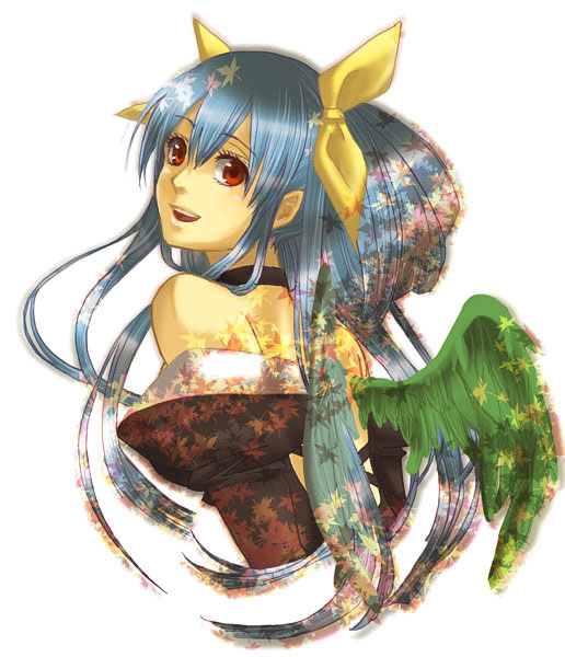 1girl, arc_system_works, asymmetrical_wings, blue_hair, bow, dizzy_(guilty_gear), female_focus, guilty_gear